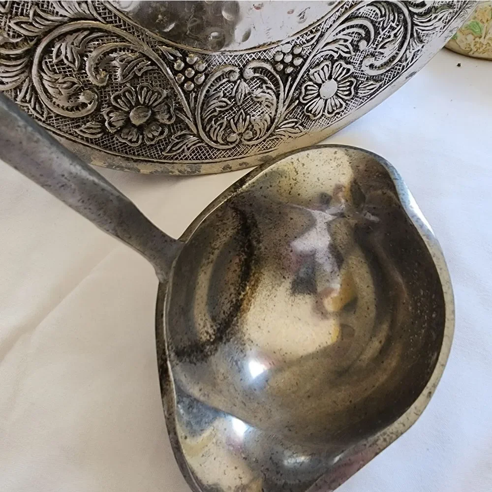 Large Pewter Ladle Punch, Stew, Gumbo, Soup, Decor